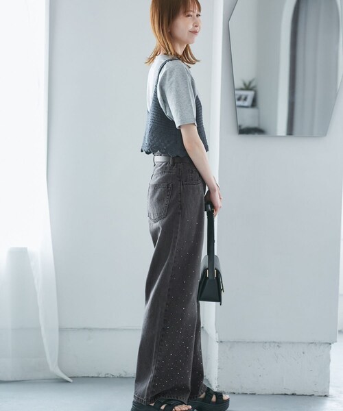 ROPE' PICNIC（ロペピクニック）の「キラキラビジューデニム（デニムパンツ・レディース・ネイビー/ブルー/ブラック系・36/38/40）」の17枚目の写真