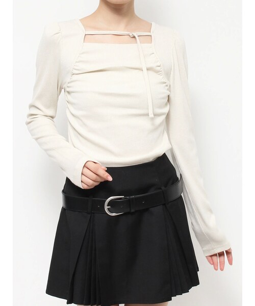 EATME（イートミー）の「サイドギャザーリブTOP（Tシャツ/カットソー・レディース・アイボリー/グレー/ピンク・F）」の3枚目の写真