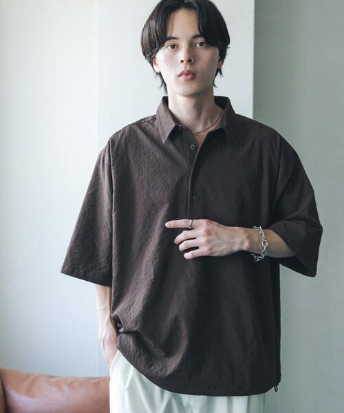 SENSE OF PLACE by URBAN RESEARCH(センスオブプレイスバイアーバンリサーチ)の「ルーズドロストプルオーバーシャツ(シャツ/ブラウス・メンズ・BROWN/GREEN/NAVY CHECK・M/L)」の7枚目の写真