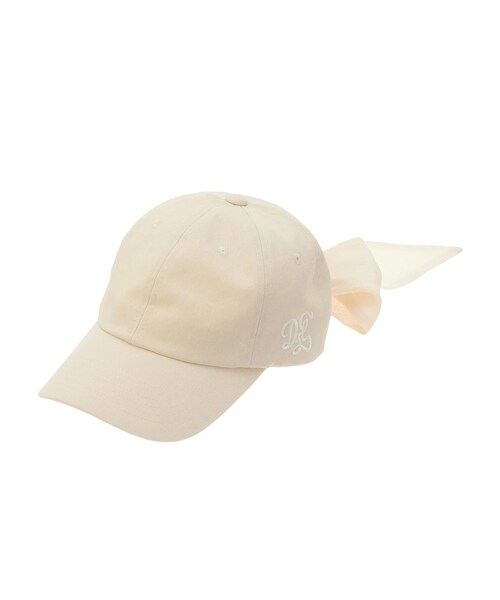 dazzlin（ダズリン）の「【UV】バックリボンロゴシシュウキャップ（キャップ・レディース・オフホワイト/アイボリー/ネイビー・F）」の4枚目の写真