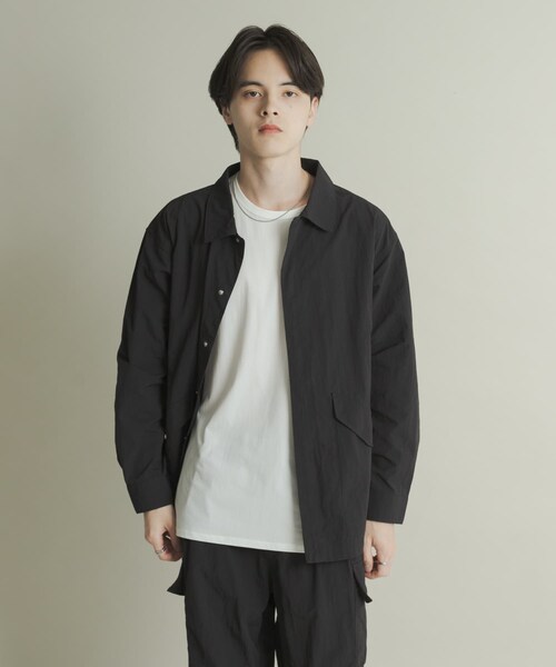 SENSE OF PLACE by URBAN RESEARCH(センスオブプレイスバイアーバンリサーチ)の「ユーティリティーロングスリーブシャツジャケット(テーラードジャケット・メンズ・BLACK/GREIGE/PURPLE・M/L)」の8枚目の写真