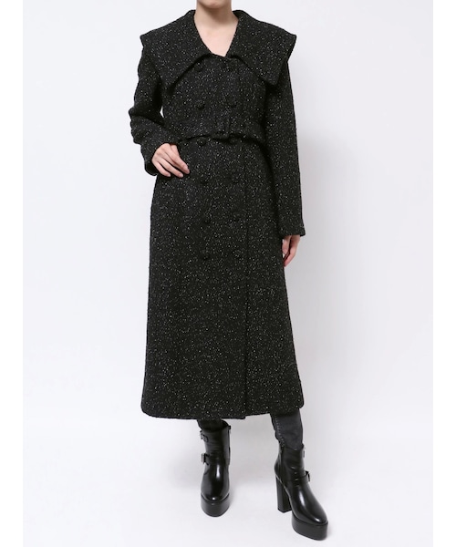 EATME（イートミー）の「ビッグカラーロングコート（チェスターコート・レディース・ブラック/ピンク/ブラウン・F）」の2枚目の写真