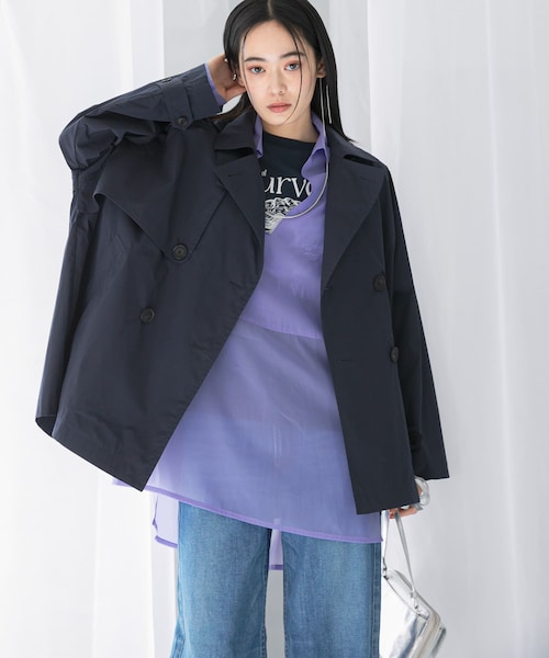 URBAN RESEARCH ROSSO（アーバンリサーチロッソ）の「『WEB/一部店舗限定』撥水ショートトレンチコート（ステンカラーコート・レディース・L/BEIGE/NAVY・FREE）」の21枚目の写真
