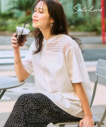 SMILE LAND | ＜大きいサイズ＞ ゆるシルエットヨークレースデザインブラウス(シャツ/ブラウス)