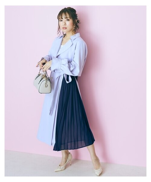 nissen（ニッセン）の「大きいサイズ 3wayスプリングコート（セットアップ） marun（ジャケット/アウター・レディース・ベージュ×アイボリー/パープル×ネイビー・L/LL/3L/4L/5L/6L/8L/10L）」の16枚目の写真