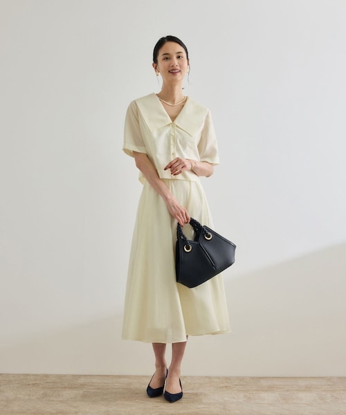 ROPE'（ロペ）の「【洗える】シャイニーシアースカート/セットアップ対応（スカート・レディース・ブラック/オフホワイト・36/38）」の22枚目の写真