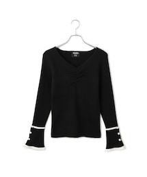 VIS | 【MARY QUANT×VIS】袖デイジーボタンVネックリブニット(ニット/セーター)