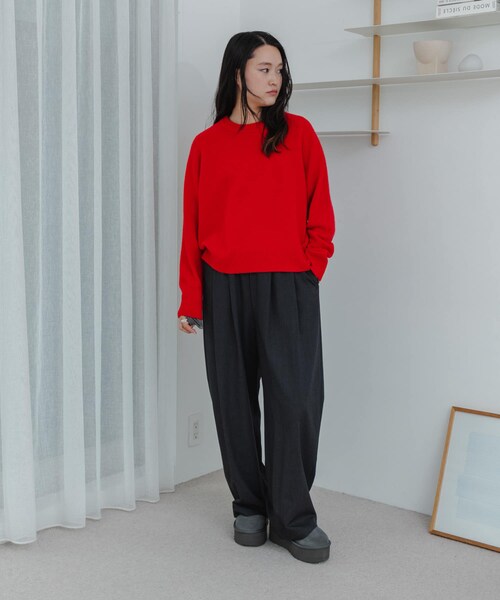 URBAN RESEARCH(アーバンリサーチ)の「『3サイズ展開』『イージーケア』 ウール混タックギャザーストレートパンツ(その他パンツ・レディース・BEIGE/CHARCOAL/BLACK/CCL STRIPE/NVY STRIPE・36/38/40)」の8枚目の写真