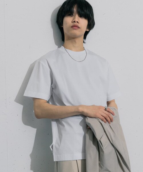 SENSE OF PLACE by URBAN RESEARCH（センスオブプレイスバイアーバンリサーチ）の「シルケットTシャツ(5分袖)（Tシャツ/カットソー・メンズ・WHITE/BLACK/CHARCOAL/GREEN・S/M/L）」の8枚目の写真