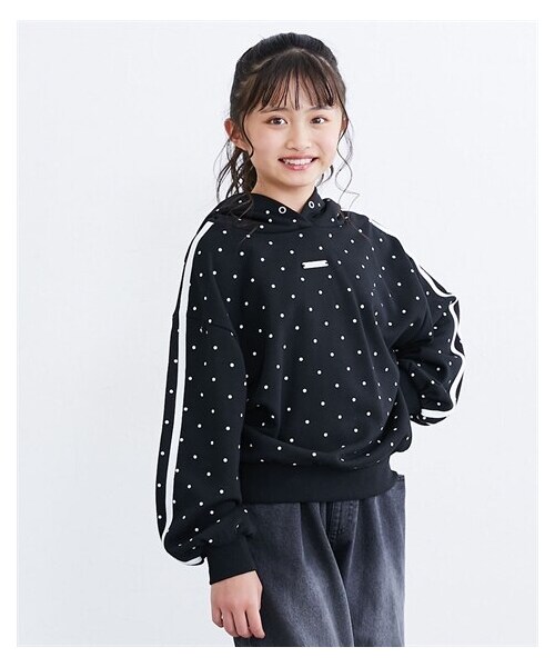 nissen（ニッセン）の「ドット総柄パーカースウェットトレーナー（女の子）（スウェット・キッズ・黒/オフホワイト・140/150/160）」の5枚目の写真