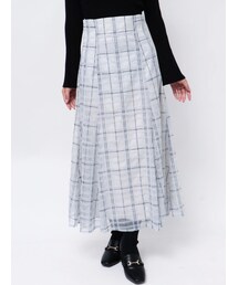 MERCURYDUO | オリジナルチュールチェックフレアスカート(スカート)