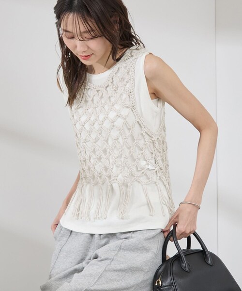 ROPE' PICNIC(ロペピクニック)の「かぎ針ビスチェ×タンクトップセット(ベスト・レディース・ブラック/キナリ・38)」の18枚目の写真
