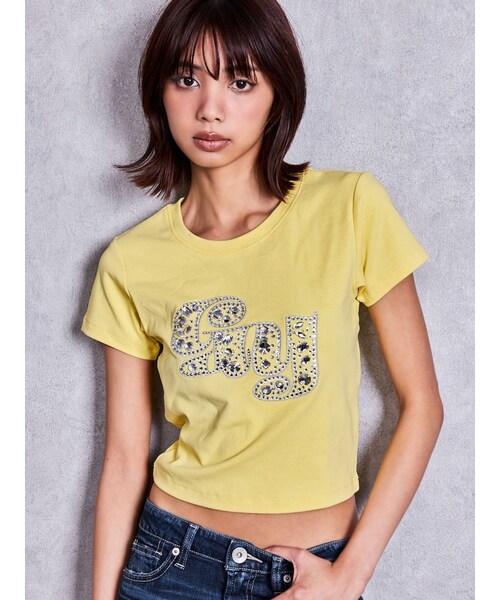 GYDA(ジェイダ)の「gy bijou Tシャツ(Tシャツ/カットソー・レディース・オフホワイト/ブラック/ピンク/パープル/その他3/その他4・F)」の6枚目の写真