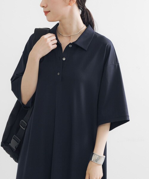 URBAN RESEARCH（アーバンリサーチ）の「レーヨンナイロンシャツカラーワンピース（ワンピース・レディース・BORDEAUX/NAVY・FREE）」の4枚目の写真