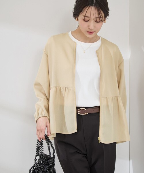 ROPE' PICNIC(ロペピクニック)の「メッシュペプラムブルゾン(ブルゾン・レディース・ブラック/ホワイト/ベージュ・38)」の20枚目の写真