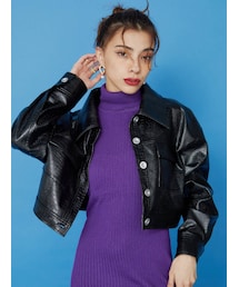 EVRIS | フェイクレザーショートジャケット(テーラードジャケット)