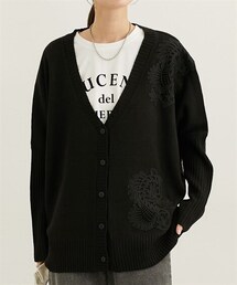 nissen | 肩レースデザインオーバーサイズドルマンカーディガン(ニット/セーター)
