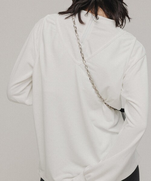 ADAM ET ROPE'（アダムエロペ）の「［TOPS］3WAY LAYERED CUT AND SEWN（アンサンブル・レディース・ブラック/ホワイト/グリーン・F）」の4枚目の写真