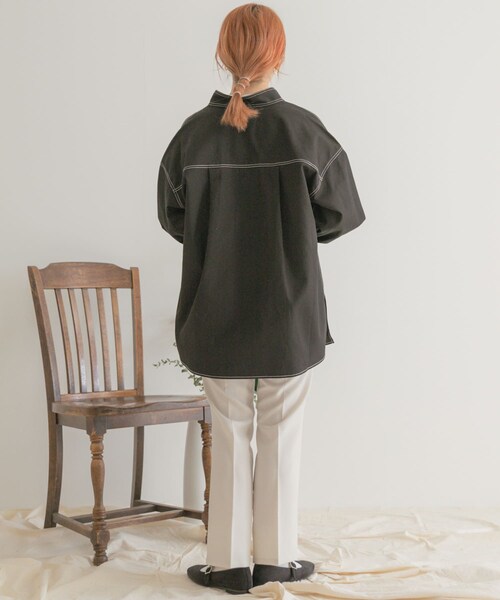 ITEMS URBANRESEARCH（アイテムズ アーバンリサーチ）の「ステッチオーバージャケット（カバーオール・レディース・BEG/BLK・FREE）」の15枚目の写真