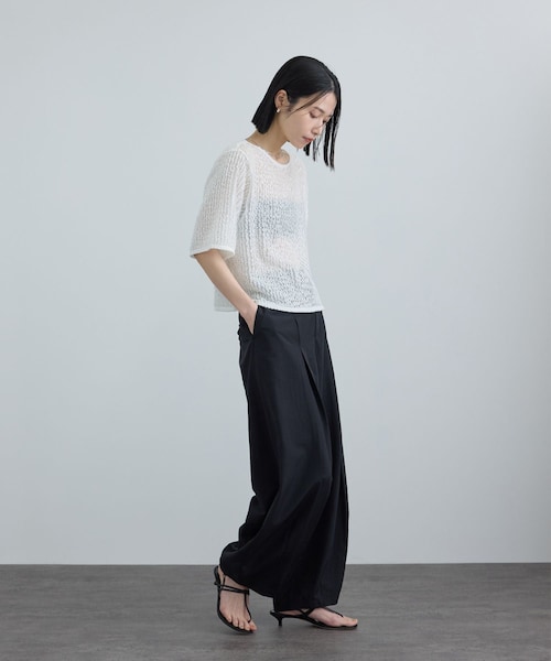 ADAM ET ROPE'(アダムエロペ)の「【WEB限定】ティアードラッセルシアーTシャツ(Tシャツ/カットソー・レディース・ブラック/ホワイト/サックス・F)」の16枚目の写真