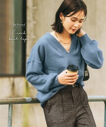 nissen | 深Vネックニットトップス(ニット/セーター)