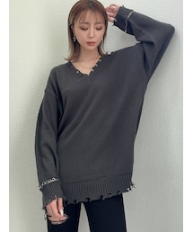 GYDA | CUFF RINGチェーン Vネックグラインダーニットトップス(ニット/セーター)