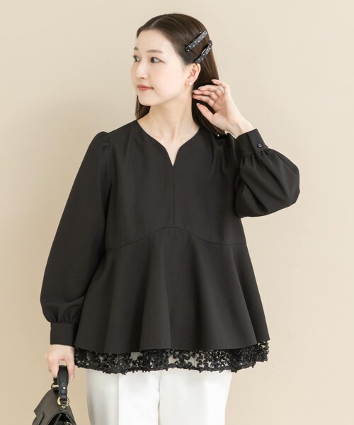 URBAN RESEARCH ROSSO（アーバンリサーチロッソ）の「『WEB限定』レイヤードペプラムブラウス（シャツ/ブラウス・レディース・OFF×OFF/BLK×BLK・Free）」の20枚目の写真