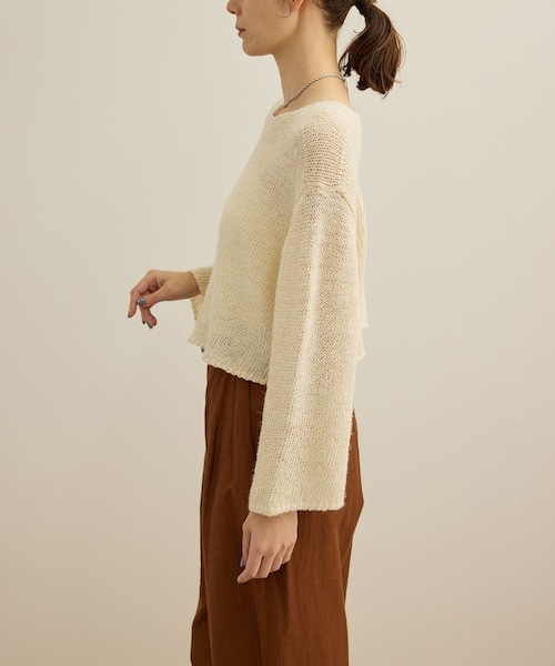 ROPE'（ロペ）の「【洗える】スラブリネン ボートネックプルオーバー（ニット/セーター・レディース・ホワイト/ベージュ/ターコイズ・F）」の21枚目の写真