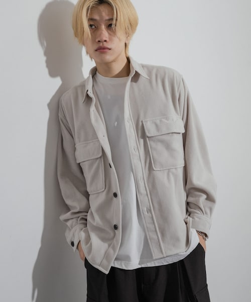 SENSE OF PLACE by URBAN RESEARCH(センスオブプレイスバイアーバンリサーチ)の「フリースフラップルーズシャツ(シャツ/ブラウス・メンズ・L.GRAY/MINT/NAVY・M/L)」の1枚目の写真