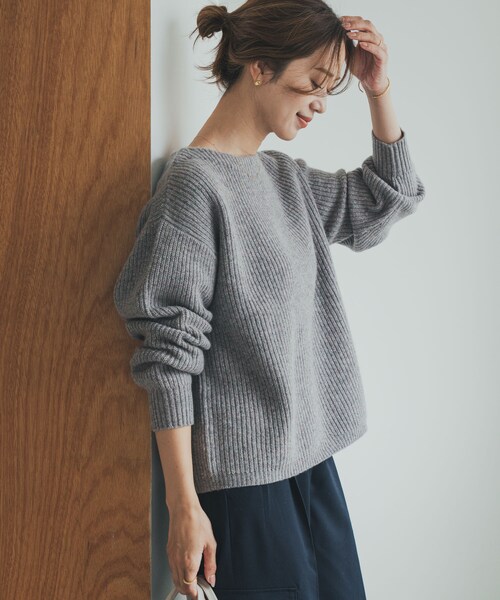 URBAN RESEARCH DOORS（アーバンリサーチドアーズ）の「ハミルトンウール畦ボートネックプルオーバー（ニット/セーター・レディース・MIX GRAY/YELLOW/MIX BROWN・M）」の5枚目の写真