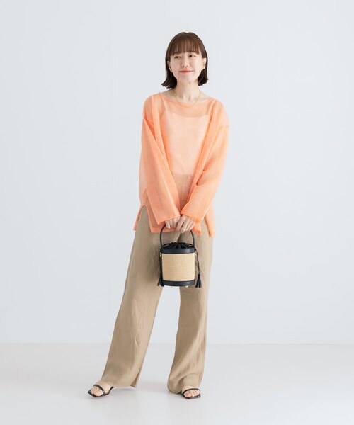 URBAN RESEARCH（アーバンリサーチ）の「ボートネックシアーニット（ニット/セーター・レディース・ORANGE/WHTxD.NAVY/NAVYxOFF・FREE）」の10枚目の写真