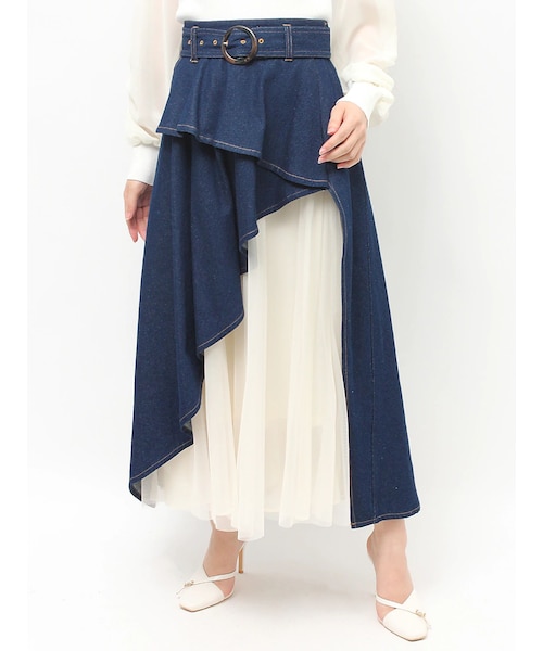 RESEXXY（リゼクシー）の「チュールボリュームスカート（デニムスカート・レディース・ブラック/アイスブルー/インディゴ・F）」の4枚目の写真