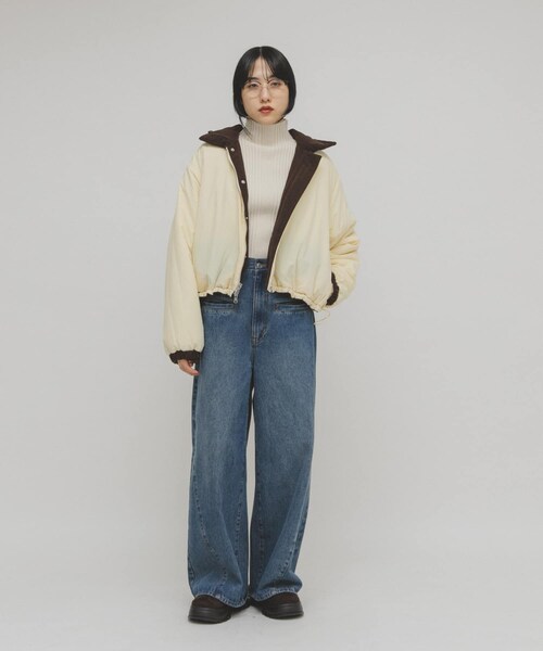 KBF（ケイビーエフ）の「リバーシブルパデッドジャケット（テーラードジャケット・レディース・IVO×IVO/BRN×CREAM/NAVY×BRN・one）」の22枚目の写真