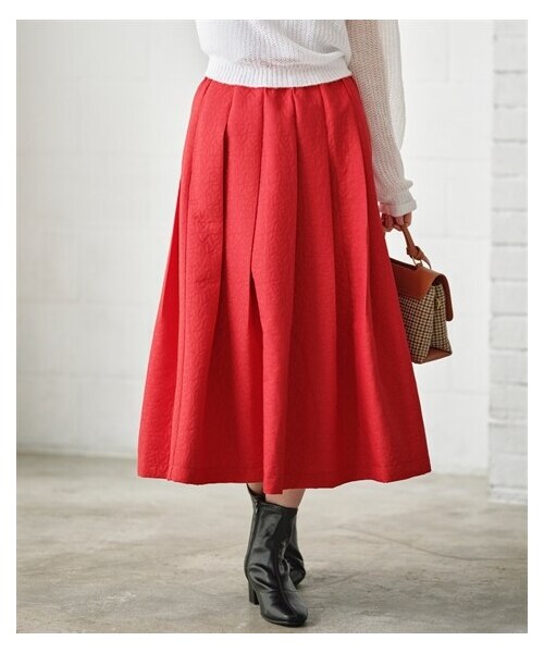 nissen（ニッセン）の「ハート柄ジャガードタックスカート【OtonaSMILE】（スカート・レディース・赤/オフホワイト・M/L/LL/3L/4L/5L/6L）」の11枚目の写真