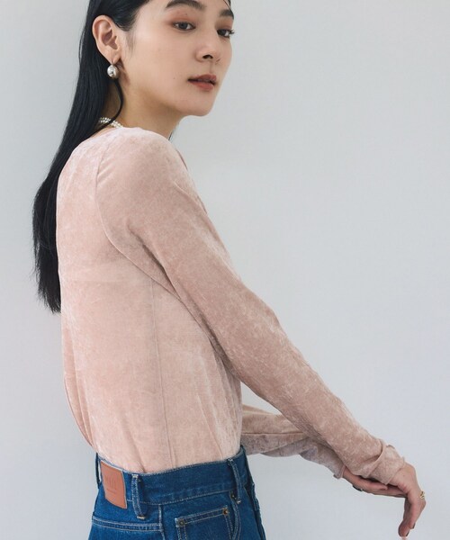 VIS(ビス)の「シアーベロアロングスリーブTシャツ(Tシャツ/カットソー・レディース・グレー/オフホワイト/ダークブラウン/ピンク・F)」の10枚目の写真