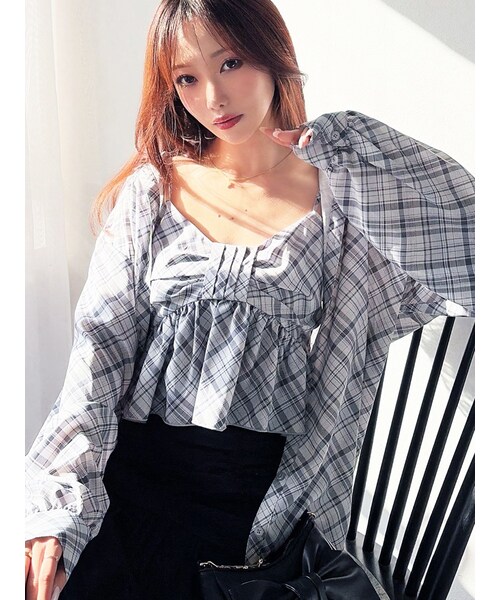 RESEXXY（リゼクシー）の「ルーズオーバーシャツ 【セットアップ着用可能】（シャツ/ブラウス・レディース・ホワイト/ピンク/ブルー・F）」の6枚目の写真