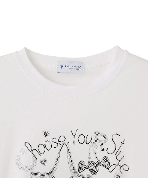 Jayro(ジャイロ)の「ラインストーンデザインTシャツ(Tシャツ/カットソー・レディース・ブラック系/ホワイト系・F)」の4枚目の写真