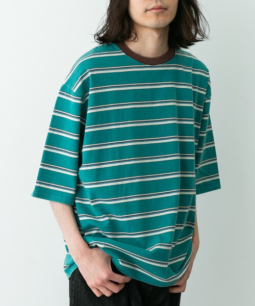 URBAN RESEARCH Sonny Label（アーバンリサーチサニーレーベル）の「マルチボーダーショートスリーブTシャツ（Tシャツ/カットソー・メンズ・ブルー/グリーン/ピンク・M/L）」の6枚目の写真