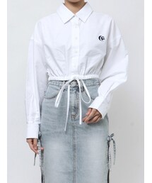 EVRIS | リボンデザインショートストライプシャツ(シャツ/ブラウス)