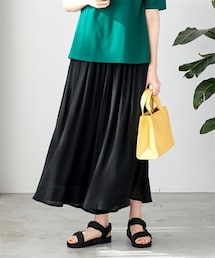 nissen | スラブ素材ふわっと軽やかスカート見えワイドパンツ（ゆったりヒップ）＜大きいサイズ有＞(パンツ)