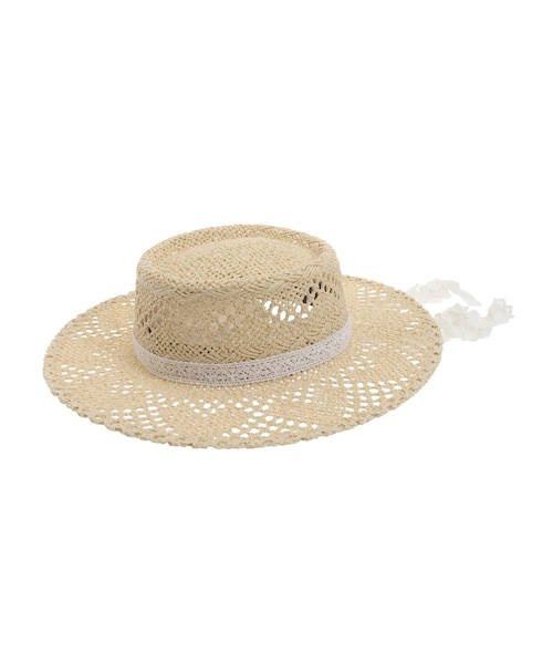 merry jenny（メリージェニー）の「ハートレースストローハット（ハット・レディース・オフホワイト/アイボリー/ブラック・F）」の6枚目の写真