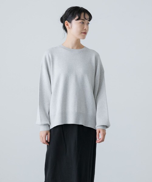 かぐれ（カグレ）の「『ユニセックス』コットンカシミヤスムースニットプルオーバー（ニット/セーター・レディース・GRAY/OATMEAL・1/2）」の4枚目の写真
