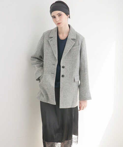 URBAN RESEARCH(アーバンリサーチ)の「ブリティッシュウールツイードジャケット(テーラードジャケット・レディース・L.GRAY/KHAKI・36/38)」の9枚目の写真