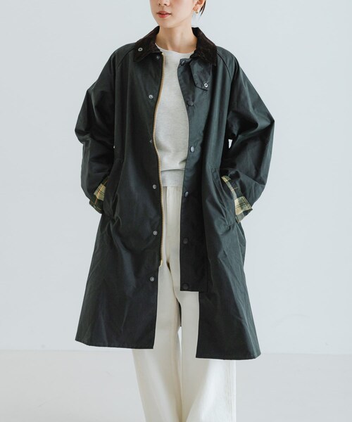 URBAN RESEARCH(アーバンリサーチ)の「Barbour MODIFIED EXMOOR WAX COAT(テーラードジャケット・レディース・SAGE/BLACK・36/38)」の3枚目の写真