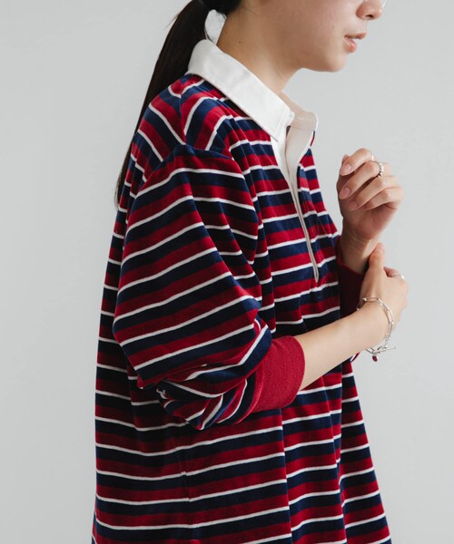 URBAN RESEARCH（アーバンリサーチ）の「『UR TECH』ベロアボーダーラガーシャツ（Tシャツ/カットソー・レディース・CHERRY RED/GRAY・FREE）」の17枚目の写真