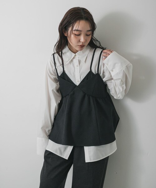 SENSE OF PLACE by URBAN RESEARCH（センスオブプレイスバイアーバンリサーチ）の「レイヤードデザインビスチェ（その他トップス・レディース・BLACK/BROWN・One）」の3枚目の写真