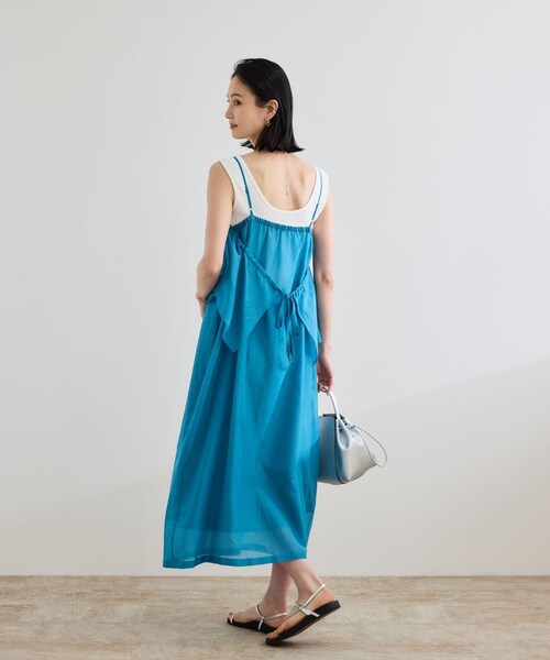 ROPE'(ロペ)の「コットンシルクワンピース/洗える(ワンピース・レディース・ブラック/ターコイズ・F)」の6枚目の写真