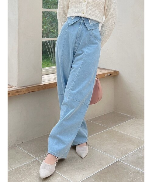 dazzlin（ダズリン）の「カーブラインデニムパンツ（デニムパンツ・レディース・ブラック/ブルー/ミックス・XS/S/M）」の6枚目の写真