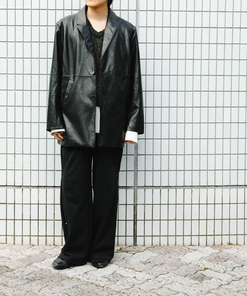 SENSE OF PLACE by URBAN RESEARCH（センスオブプレイスバイアーバンリサーチ）の「フェイクレザーミドルジャケット（テーラードジャケット・メンズ・BLACK/BROWN・M/L）」の5枚目の写真
