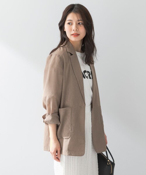 URBAN RESEARCH ROSSO（アーバンリサーチロッソ）の「F by ROSSO　シアーシャツジャケット（テーラードジャケット・レディース・MOCHA/L/BEIGE・FREE）」の9枚目の写真